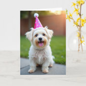 Carte Chapeau de Fête pour Animal Mignon (Fleur jaune)