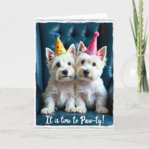 Carte Chapeau de Fête pour Chiots Festifs