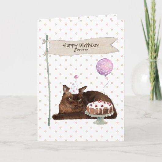Carte Chapeau de fête pour l'anniversaire de chat birman (Devant)