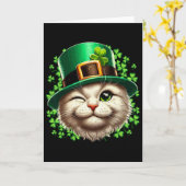 Carte Chapeau de lutin de chat Saint-Patrick jour Kitten (Fleur jaune)
