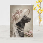 Carte Chapeau de Pâques Black Lab (Fleur jaune)