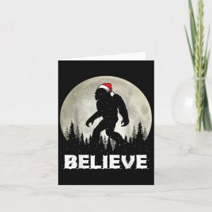 Carte Chapeau de Père Noël Bigfoot Croit Lumières de Noë