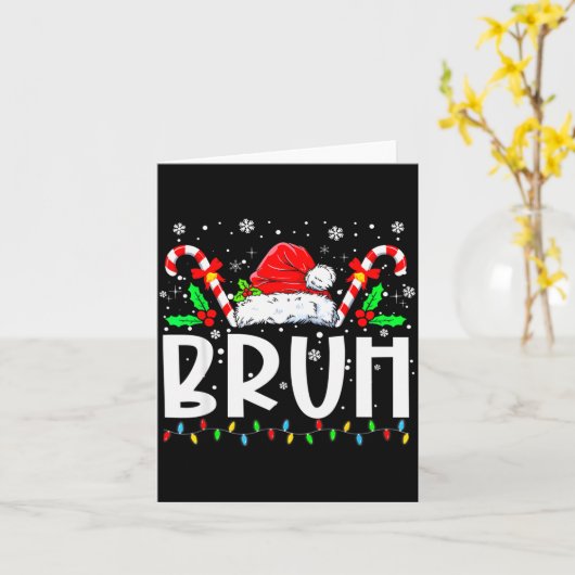 Carte Chapeau de Père Noël de Noël Bruh Pyjama Famille H (Fleur jaune)