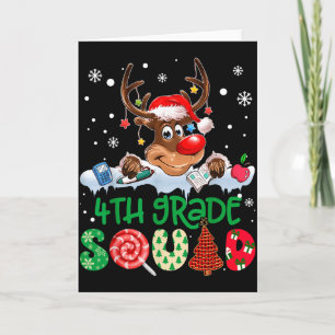 Carte Chapeau de Père Noël de renne Équipe de 4e année E