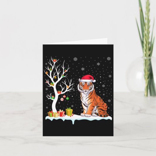 Carte Chapeau de Père Noël de tigre du Bengale Lumière f (Devant)
