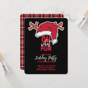 Carte Chapeau de Père Noël et motif à carreaux pour fête