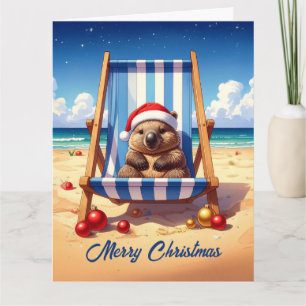 Carte Chapeau de Santa Wombat laineux Joyeux Noël
