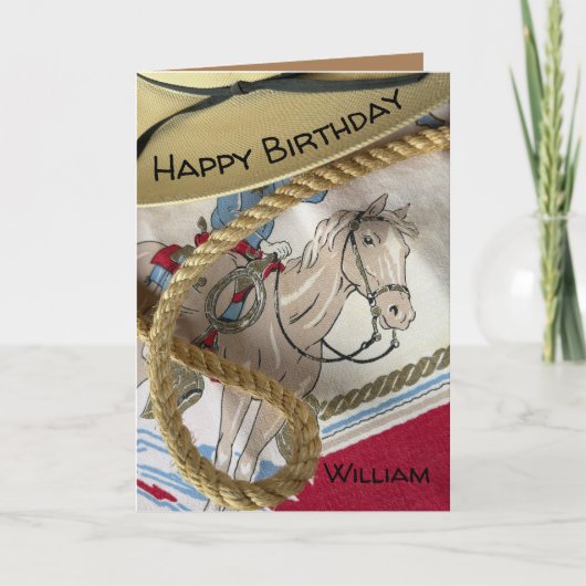 Carte Chapeau de selle de cheval de cowboy corde d'anniv (Devant)