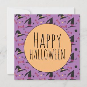 Carte Chapeau de Sorcière Araignée d'Halloween Bonbons V