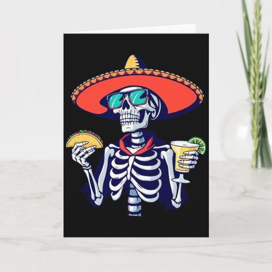 Carte Chapeau de squelette de cactus Cinco De Mayo Fête  (Devant)