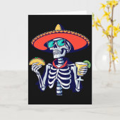 Carte Chapeau de squelette de cactus Cinco De Mayo Fête  (Fleur jaune)