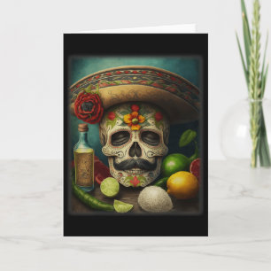 Carte Chapeau de Tequila Crâne de Sucre Mexicain Cinco D