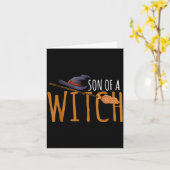 Carte Chapeau d'Halloween fils de sorcière  (Fleur jaune)