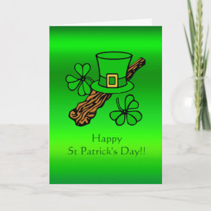 Carte Chapeau haut de la St Paddy's Day, shamrock et shi