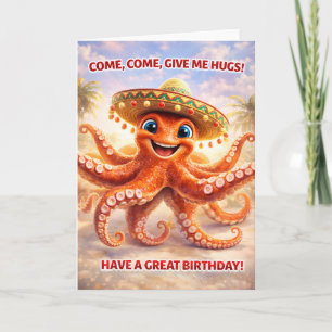 Carte Chapeau mignon de calot octopus câlins et vœux d'a
