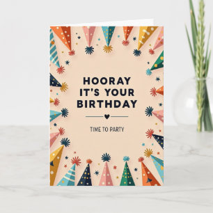 Carte Chapeaux de Fête d'Anniversaire Hourra
