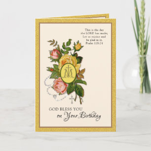 Carte Chapelet de fleurs de scriptures d'anniversaire re