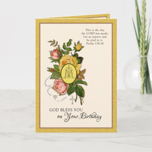 Carte Chapelet de fleurs de scriptures d'anniversaire re (Devant)