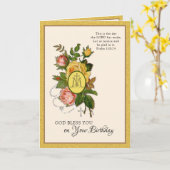 Carte Chapelet de fleurs de scriptures d'anniversaire re (Fleur jaune)