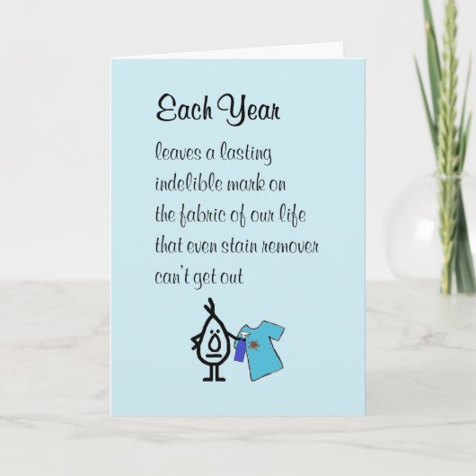 Carte Chaque Année, Un Poème D'Anniversaire Drôle (Devant)