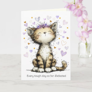 Carte Chaque Jour Dur Défait, Encouragement Chat Mignon
