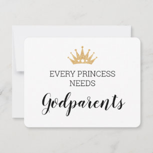 Carte Chaque Princesse A Besoin De Godparents Baptême Dé
