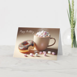 Carte Charbon Chaud Et Donut D'Anniversaire