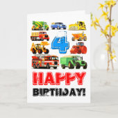 Carte Chariot de construction sur mesure pour enfants 4e (Fleur jaune)