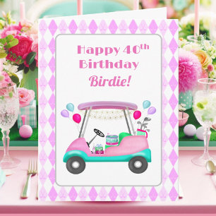 Carte Chariot de fête de golf élégant pour femmes 40e an