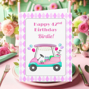 Carte Chariot de fête de golf élégant pour femmes 42e an