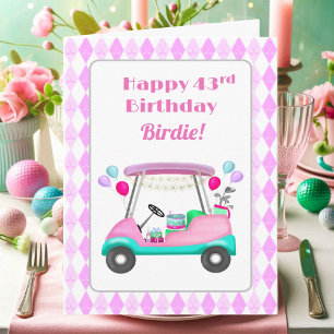 Carte Chariot de fête de golf élégant pour femmes 43e an