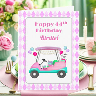 Carte Chariot de fête de golf élégant pour femmes 44e an