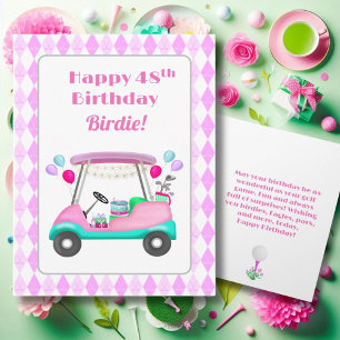 Carte Chariot de fête de golf élégant pour femmes 48e an
