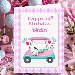 Carte Chariot de fête de golf élégant pour femmes 54e an