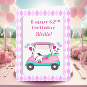 Carte Chariot de fête de golf élégant pour femmes 82e an