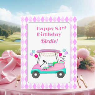Carte Chariot de fête de golf élégant pour femmes 83e an