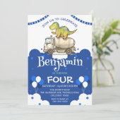 Carte Chariot en ciment dinosaure Cute Ecole de Ballons  (Debout devant)