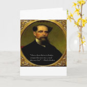 Carte Charles Dickens & Citation émouvante (Fleur jaune)