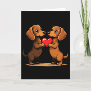 Carte Charmant chiot teckel coeur pour la Saint-Valentin