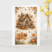 Carte Charmant cottage automnal (Fleur jaune)