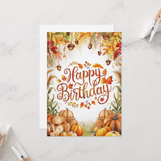 Carte Charmant Petit Cosy Automne Automne Tombe Joyeux A (Devant/Arrière en situation)