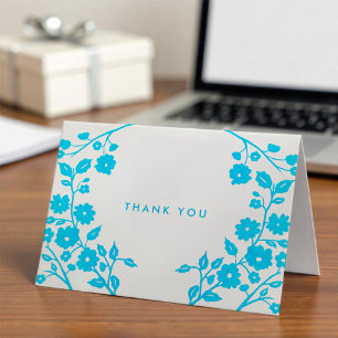 Carte Charmant Sky Blue Flowers Folk Merci Personnalisé