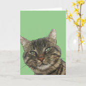 Carte Charmant Tabby Brown Chat Black Outdoor Art Découp (Fleur jaune)
