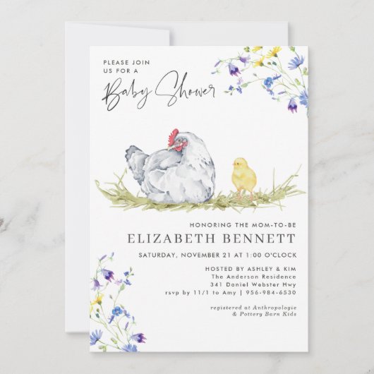 Carte Charmante ferme rustique | Bébé de poulet (Devant)