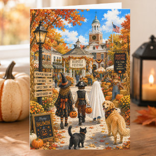 Carte Charmante fête de la récolte d'automne Joyeux Hall