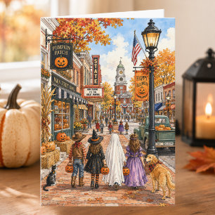 Carte Charmante rue principale d'automne Joyeux Hallowee