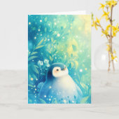 Carte Charme de bébé Penguin (Fleur jaune)