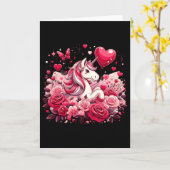 Carte Charme de la Saint-Valentin de licorne (Fleur jaune)