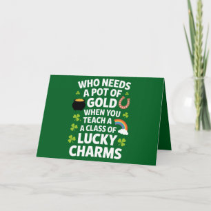 Carte Charme de professeur de la Saint-Patrick Trèfle Ir
