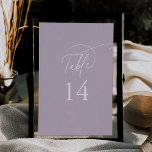 Carte Charme élégant 5x7" Mariage violet Numéros de tabl<br><div class="desc">Ces élégants numéros de table de mariage violet 5x7" sont parfaits pour un mariage simple. Le design minimaliste moderne présente une lavande pastel intemporelle violet et une calligraphie romantique avec style conte de fées bohème, parfait pour un mariage de jardin de printemps ou d'été. Les numéros de table s'affichent à...</div>